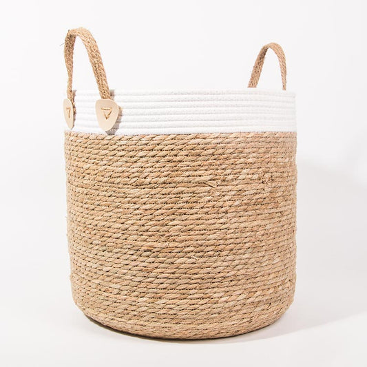 Conjunto de 4 Cestos com Pegas PÁDUA Branco e Natural