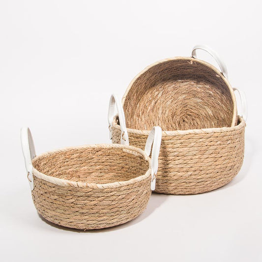 Conjunto de 3 Cestos com Pegas BARI Natural