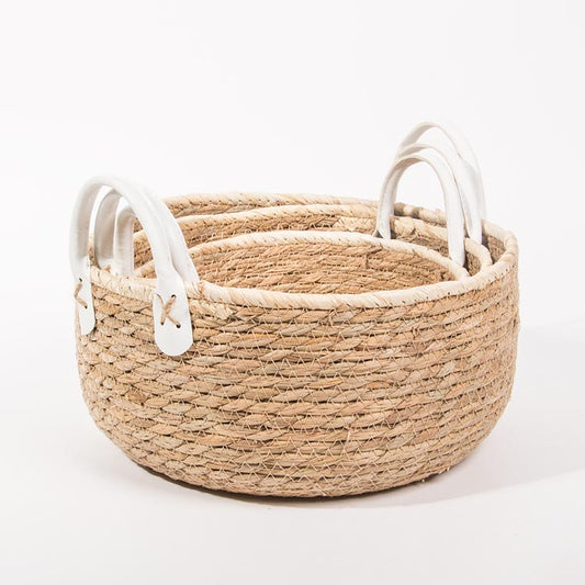 Conjunto de 3 Cestos com Pegas BARI Natural