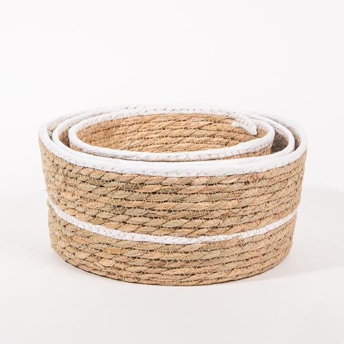Conjunto de 3 Cestos BARI Branco e Natural
