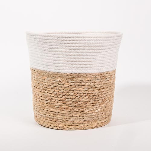 Conjunto de 3 Cestos CÁDIZ Branco e Natural