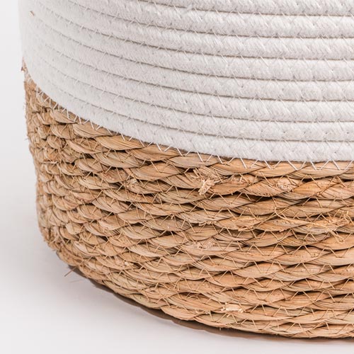 Set of 3 CÁDIZ Baskets White and Natural