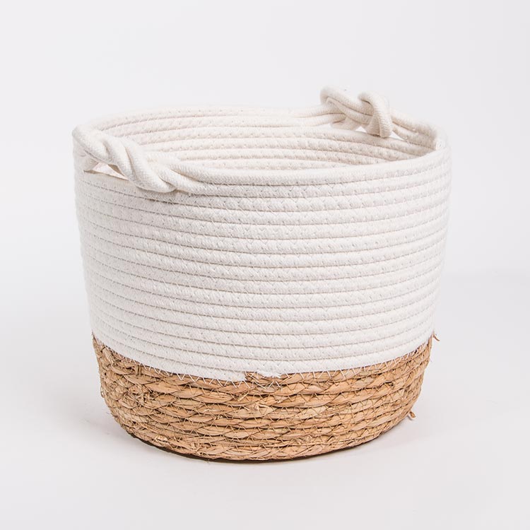 Conjunto de 3 Cestos CÁDIZ KNOT Branco e Natural
