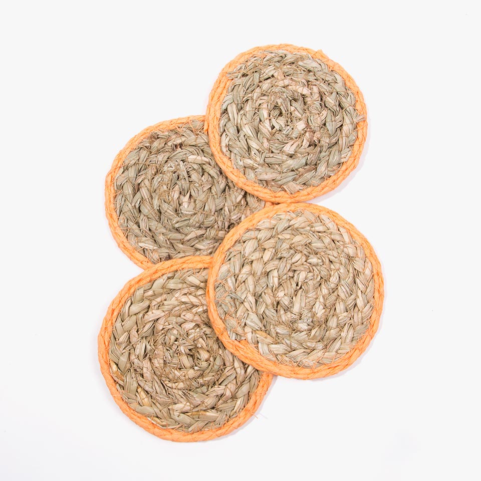 Conjunto de 4 Bases para Copos GLENDA Laranja D. 10cm