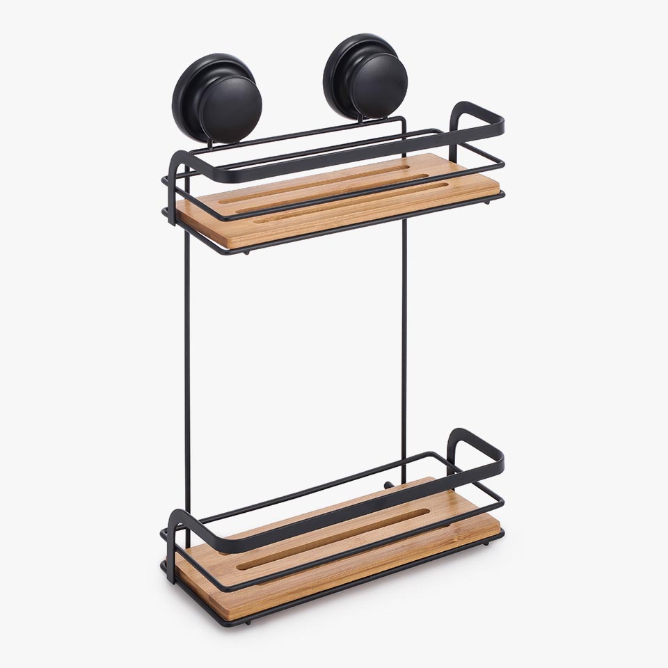 WOOD Black Suction Cup Shelf 12x38.5cm