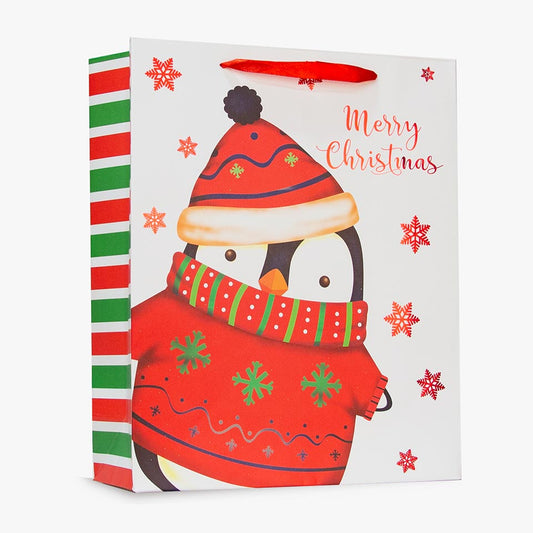 Christmas Paper Bag XMAS PENGUIN 26x32cm