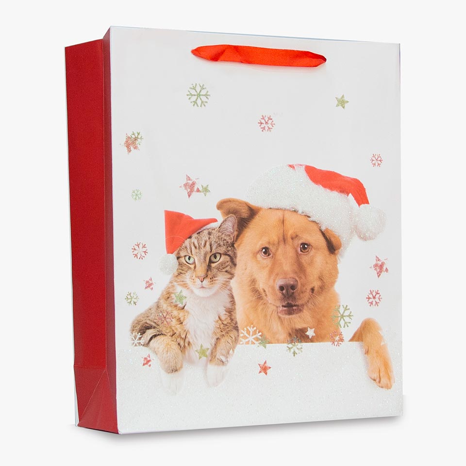 Saco de Papel CHRISTMAS DOG/CAT 26x32cm