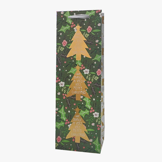 Saco em Papel de Natal para Garrafa CHRISTMAS GOLD 12x36cm