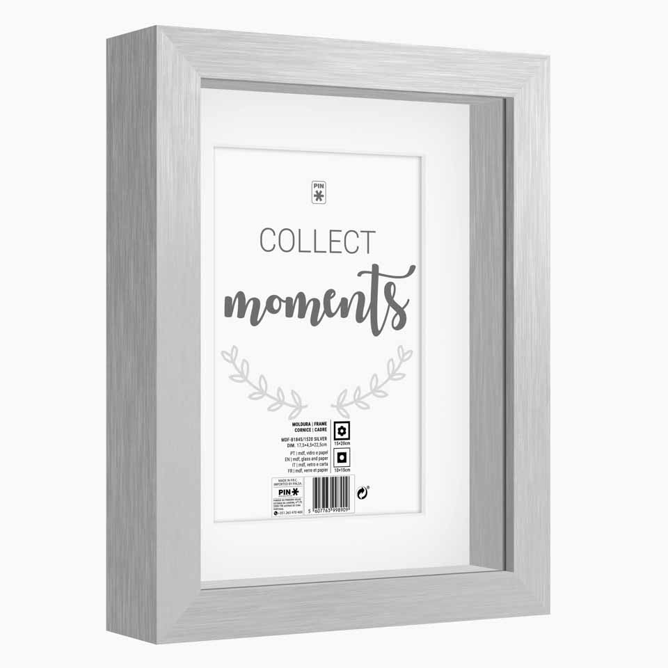 Moldura MOMENTS Prateada 15x20cm