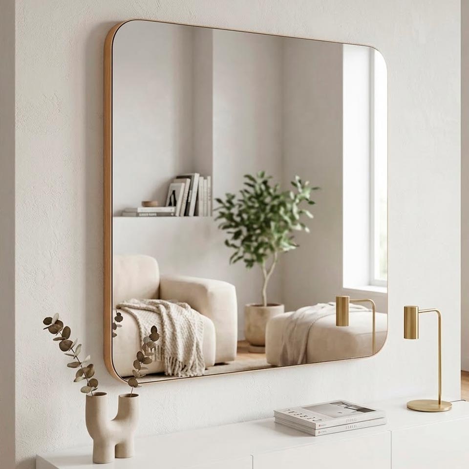 TIMBER Wood Mirror 100x100cm