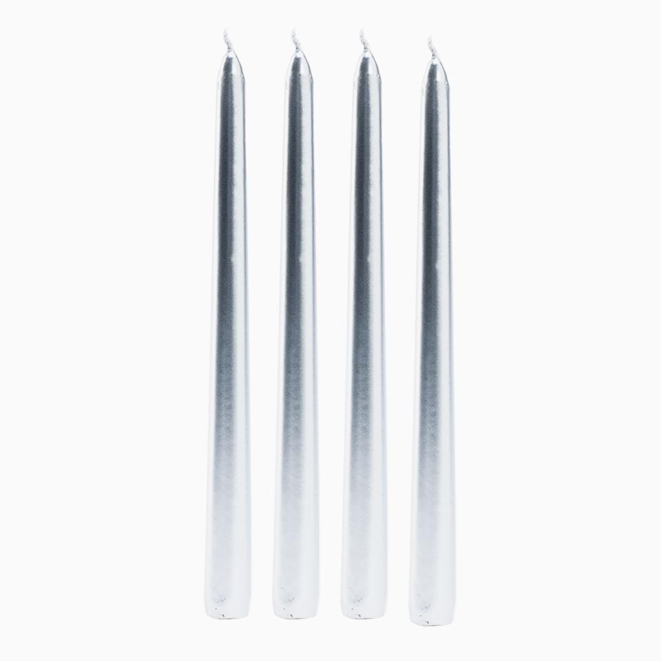 SHINE Silver Candles 25cm 4 units