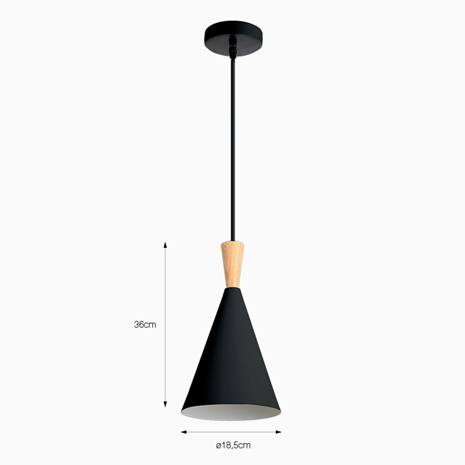 Candeeiro Suspenso PRISMARA Preto D.18.5x36cm