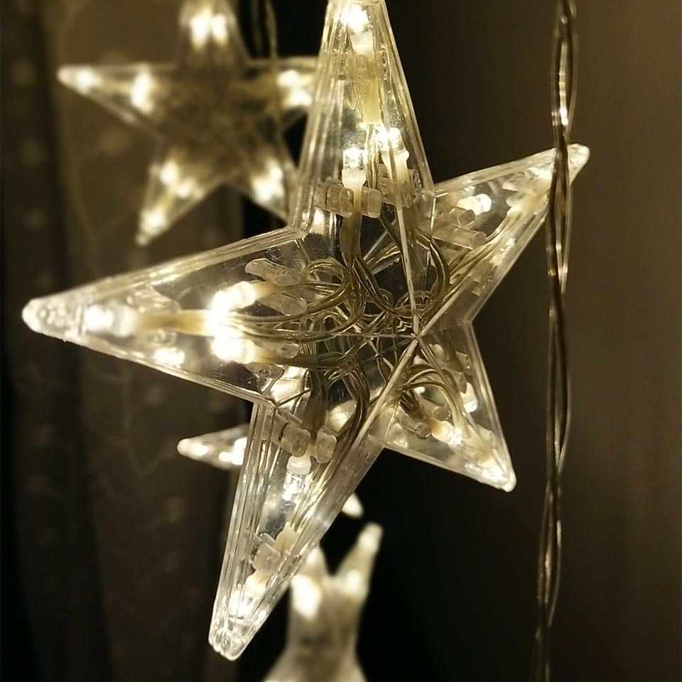 Cortina de luzes de Natal LED ESTRELA 150 luzes