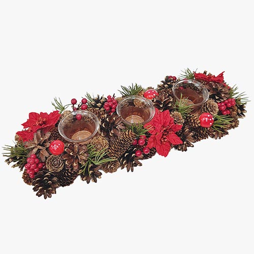 Christmas Candlestick MISTLETOE 39x14x7cm