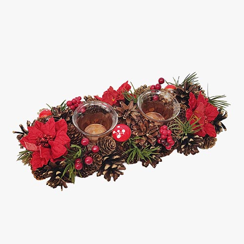 Christmas Candlestick MISTLETOE 39x14x7cm