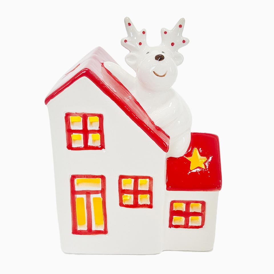 Casa de Natal Decorativa STELLA com Luz LED 8.8x6.2x12.2cm