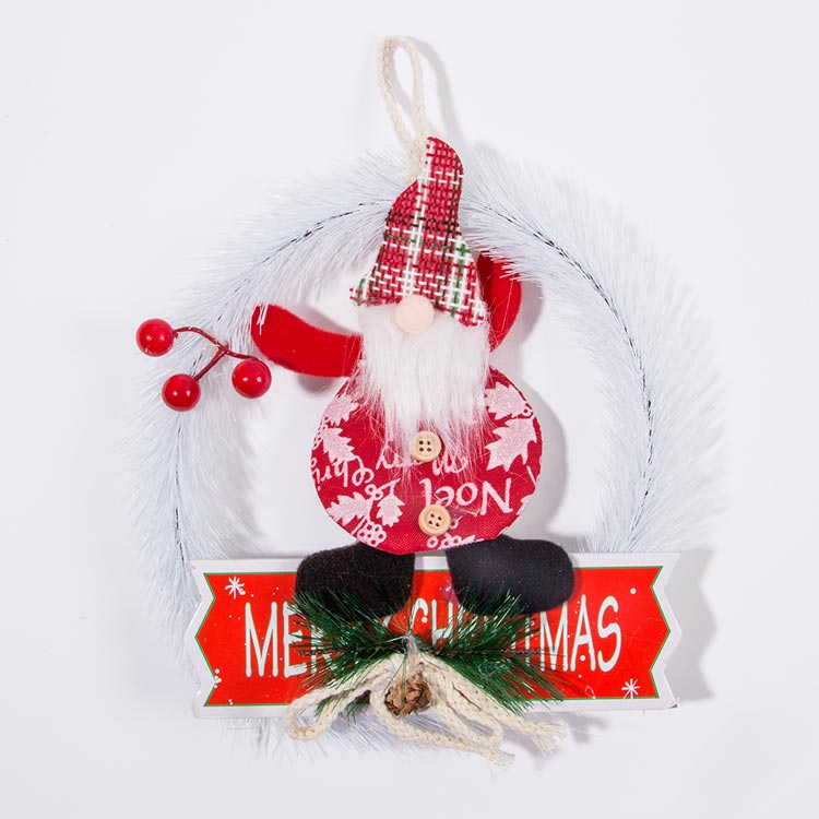 Christmas Wreath WHITE GNOME XMAS D.20cm