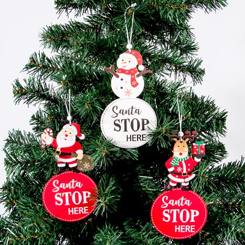 SANTA STOP HERE Christmas Ornament 8x14.5cm