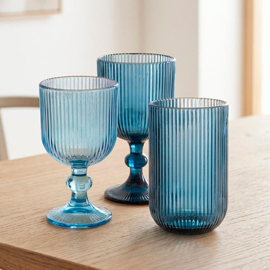Conjunto de 6 Copos RIBBED Azul 24cl
