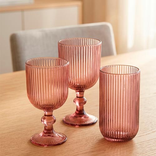 Conjunto de 6 Copos RIBBED Rosa 35cl
