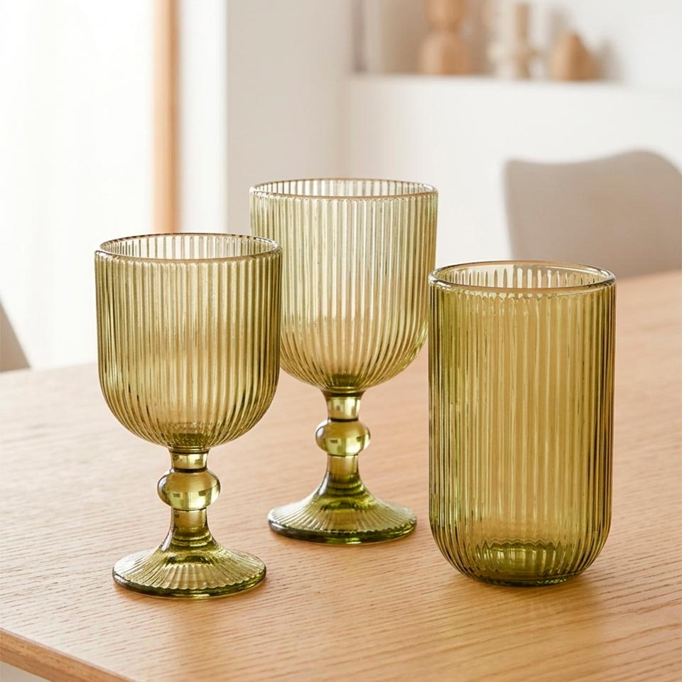 Conjunto de 6 Copos RIBBED Verde 35cl
