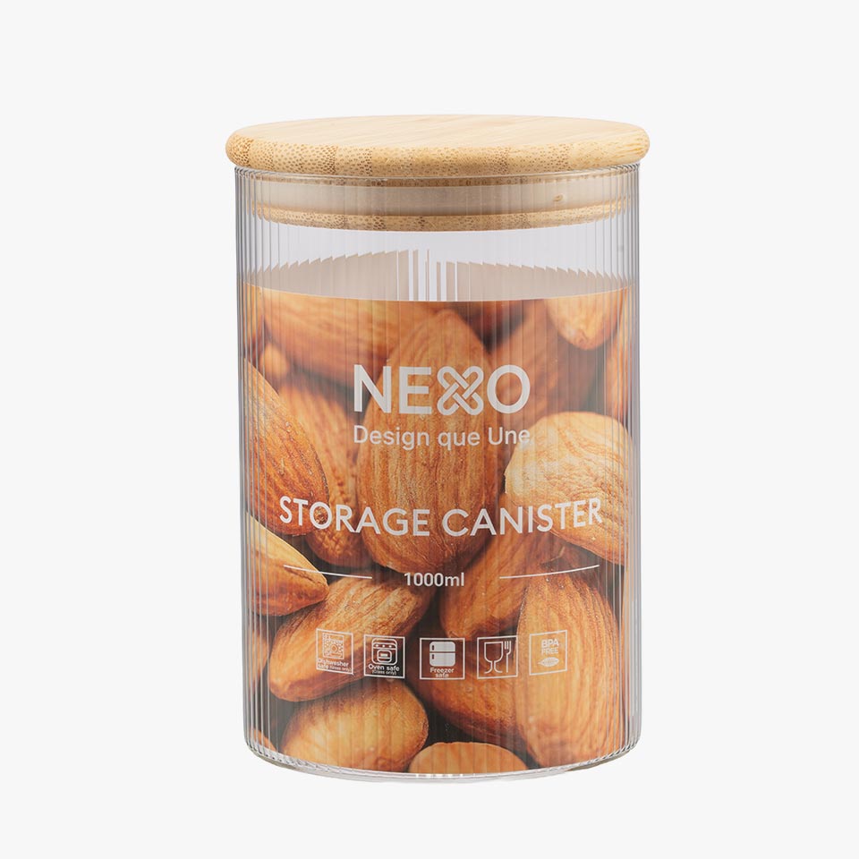 Frasco de vidro NATURE BAMBU Nervuras 1L