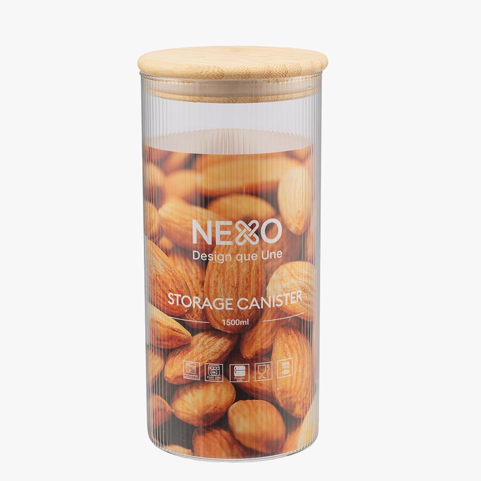 Frasco de vidro NATURE BAMBU Nervuras 1,5L