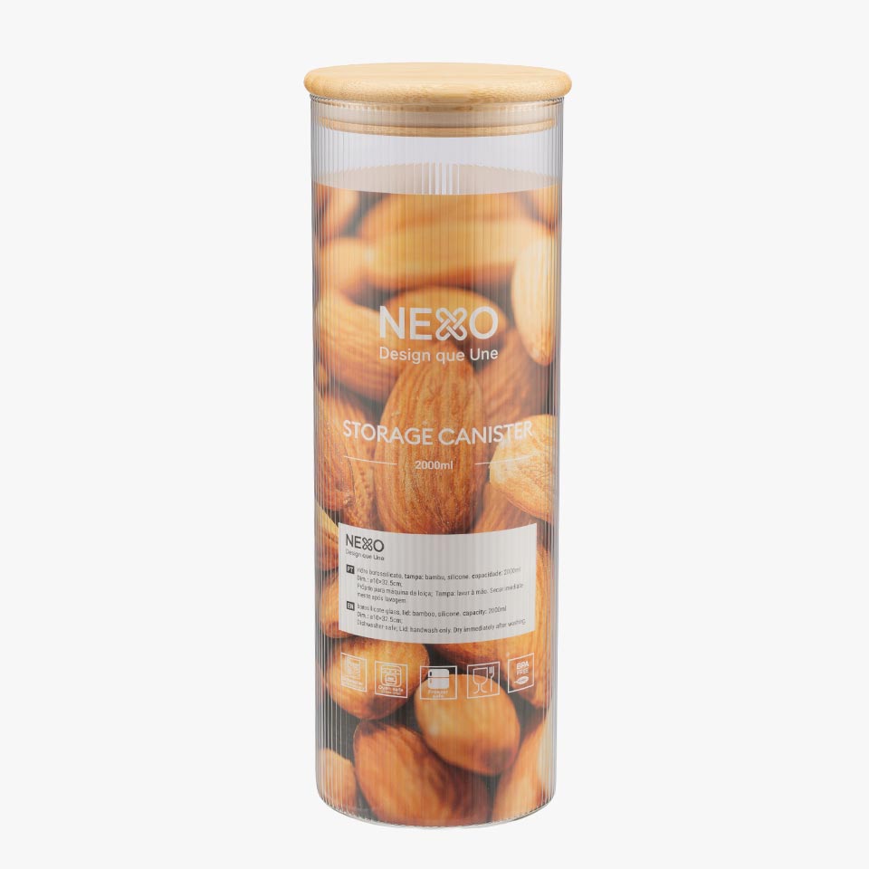 Frasco de vidro NATURE BAMBU Nervuras 2L