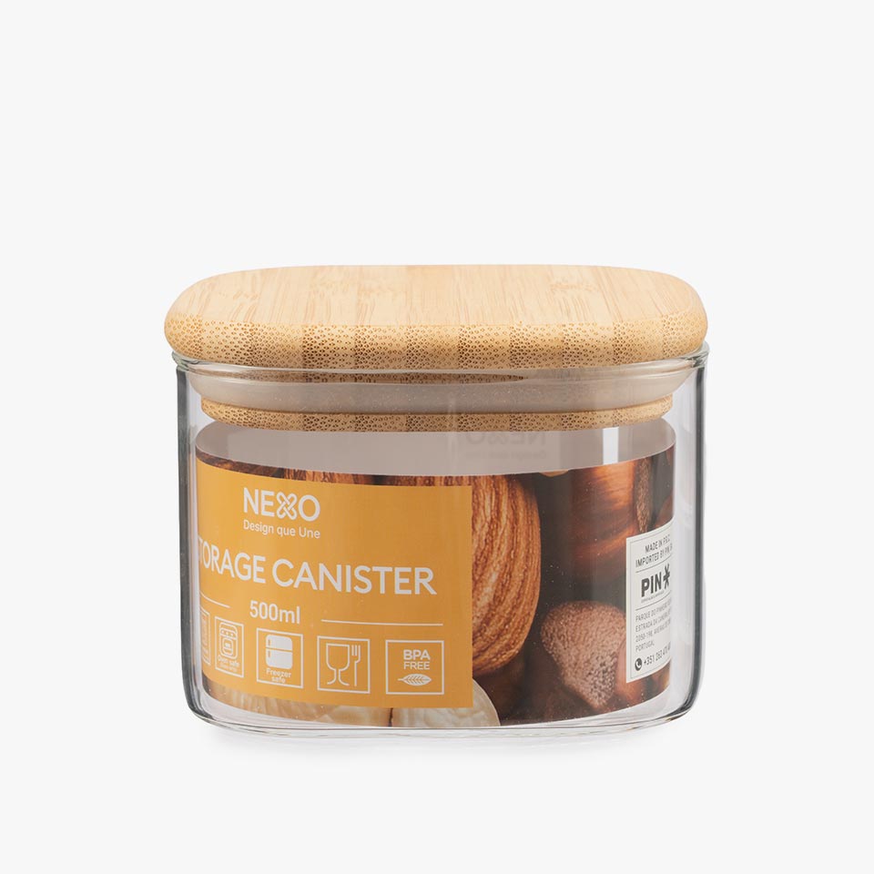 Frasco de vidro NATURE BAMBU Quadrado 50cl