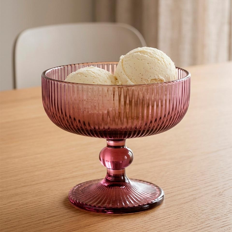 Conjunto 6 Taças de Sobremesa RIBBED Rosa 26cl