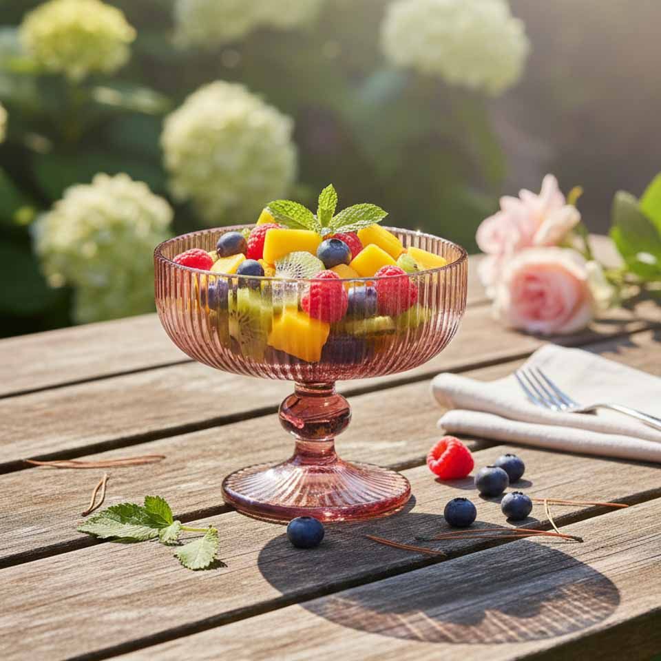 Conjunto 6 Taças de Sobremesa RIBBED Rosa 26cl