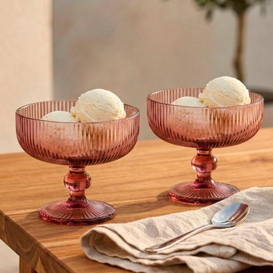 Conjunto 6 Taças de Sobremesa RIBBED Rosa 26cl
