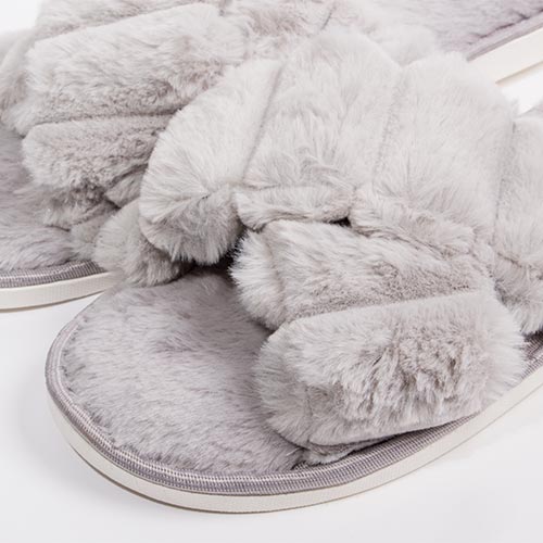 Chinelos de Quarto FLUFFY Cinza