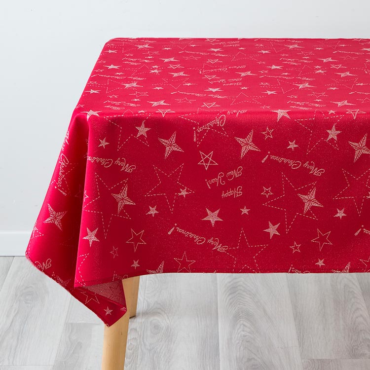 Toalha de Mesa FESTIVE Vermelha Com Estrelas 140x200cm