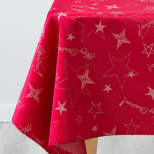 Toalha de Mesa FESTIVE Vermelha Com Estrelas 140x250cm