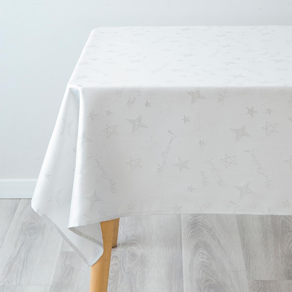 Toalha de Mesa FESTIVE Branca Com Estrelas 140x300cm