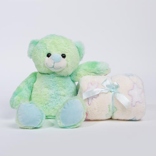 Manta com Peluche GREEN BEAR