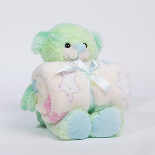 Manta com Peluche GREEN BEAR