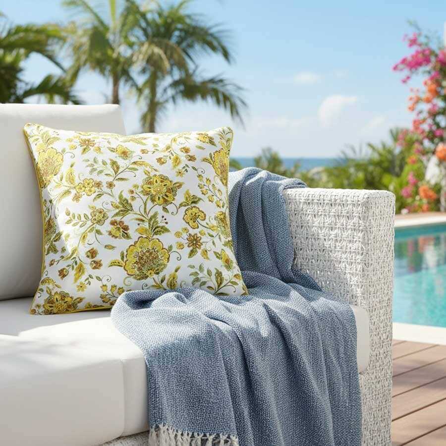 Waterproof Boston Yellow Cushion 45x45cm