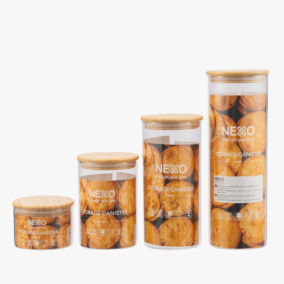 Frasco de vidro NATURE BAMBU Redondo 2L