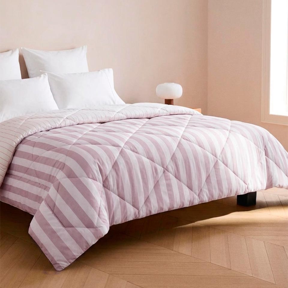 Edredão Reversível STRIPES 160x220cm Rosa