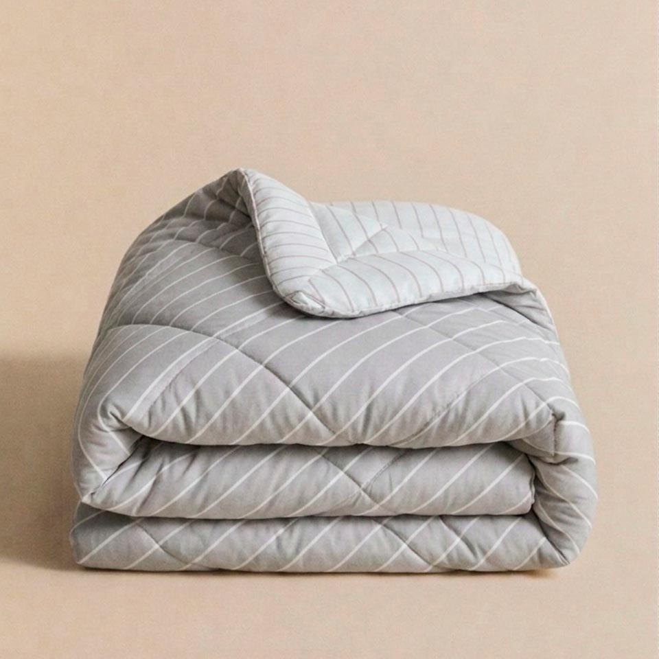 Edredão Reversível STRIPES 220x220cm Cinza