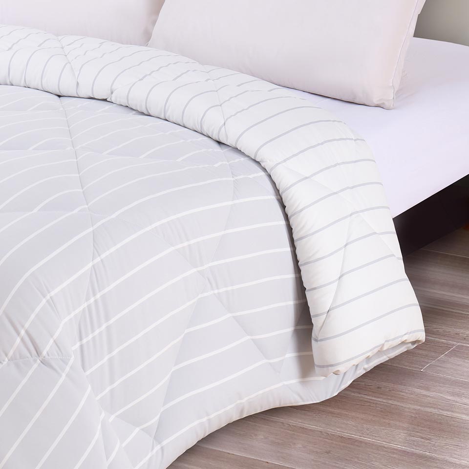 Edredão Reversível STRIPES 220x220cm Cinza