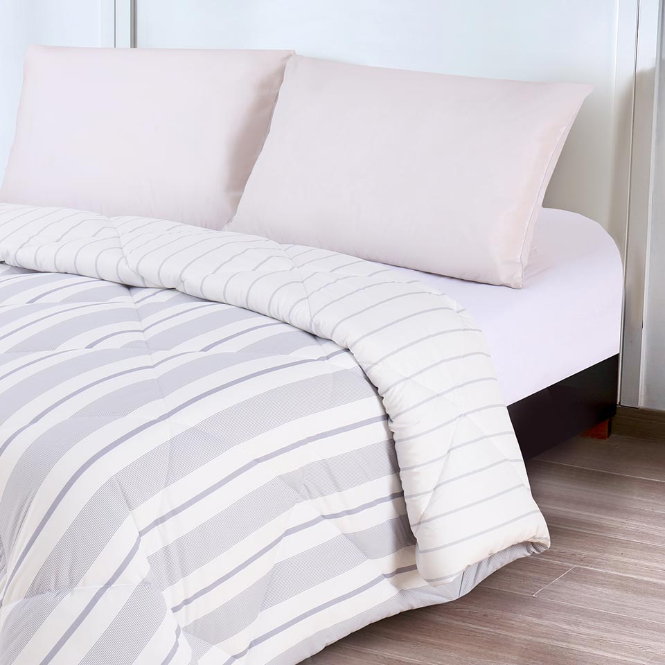 Edredão Reversível STRIPES 220x220cm Cinza
