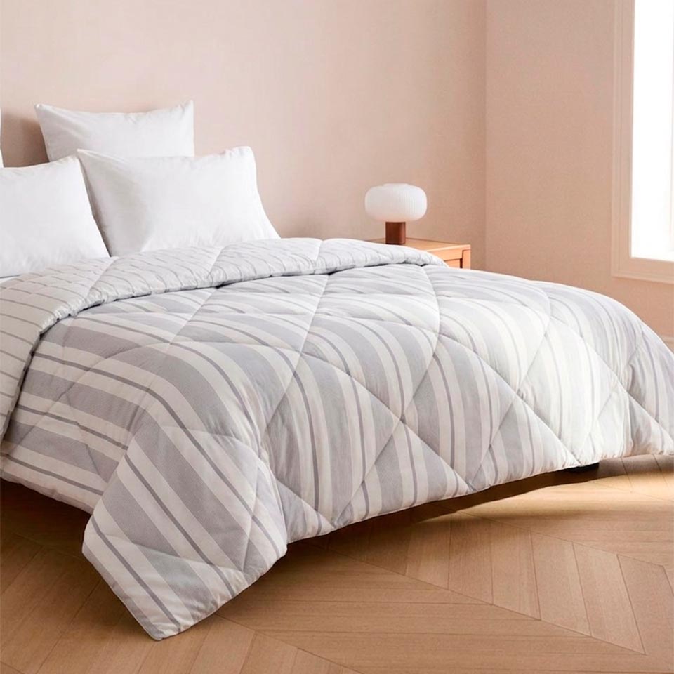 Edredão Reversível STRIPES 240x220cm Cinza
