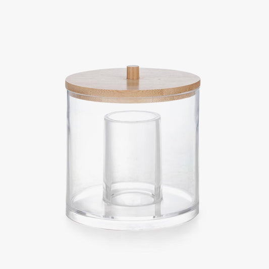 ACRYLIC AND BAMBOO Cosmetic Organizer D.9.4x10.2cm