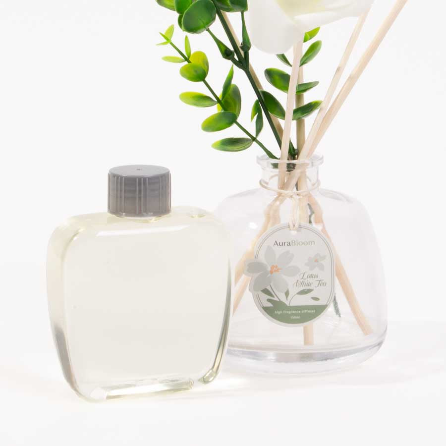 Difusor de Aroma com Flor Decorativa LÓTUS e CHÁ BRANCO 150ml