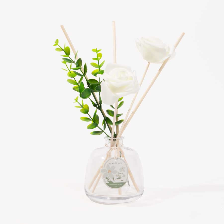Difusor de Aroma com Flor Decorativa LÓTUS e CHÁ BRANCO 150ml