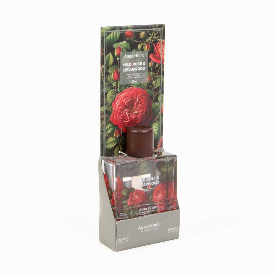 Difusor de Aroma com Flor Decorativa ROSA e CEDRO 100ml