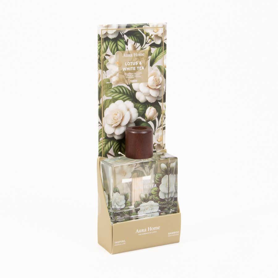Difusor de Aroma com Flor Decorativa LÓTUS e CHÁ BRANCO 100ml